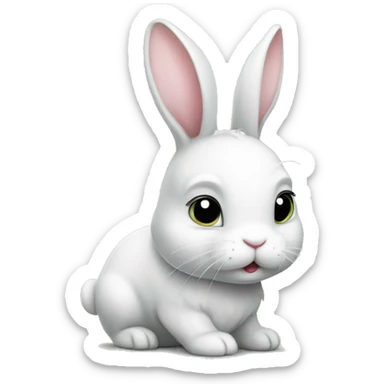 cute white bunny wearing a t shirt sticker