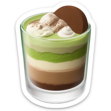 matcha tiramisu overnight oats in a glass sticker