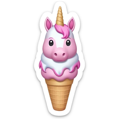 An ice cream with a pink unicorn holding nuke sticker