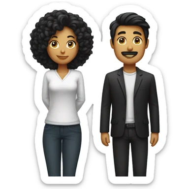 Femme aux cheveux noir avec un homme qui porte un bouc noir sticker