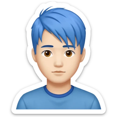 Asian guy with blue hair  sticker