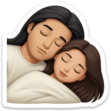 Caramel brown latino Guy with long black hair sleeping with brown hair Filipina sticker