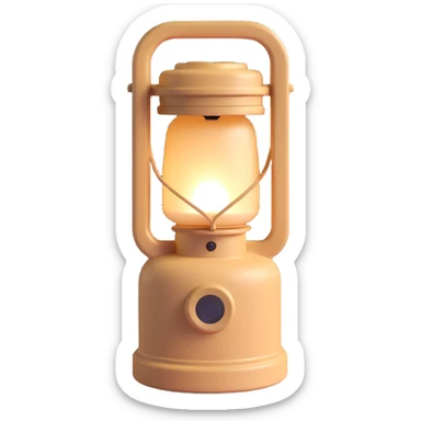 camping lantern, beige, stylish and aesthetic, soft light, 3D effect sticker