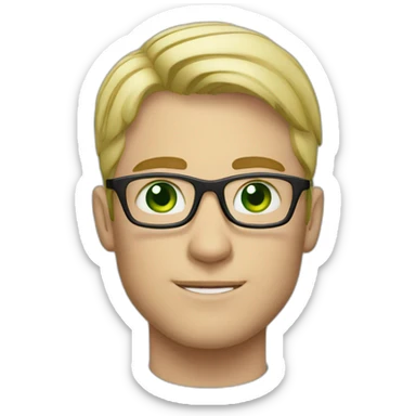blond short hair man with glasses and green eyes in a suit sticker