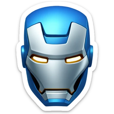 3d render iron man blue emoji face  sticker