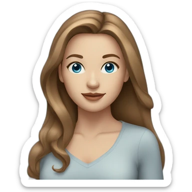 beautiful woman, straight light brown hair, blue eyes sticker