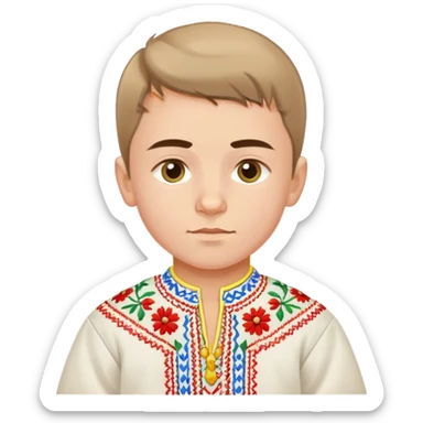 Ukrainian boy in traditional embroidered vyshyvanka shirt sticker