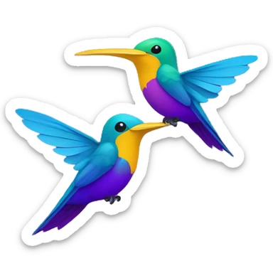 colibri en colores morados cabeza y pecho, alas azul, amarillo y morado sticker