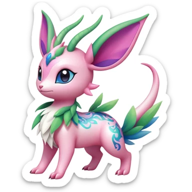Shiny Exotic Cute Adorable Majestic Ethereal Sparkly Flygon-Sylveon-Leafeon-Shaymin-Hybrid-Creature with pattern-markings sticker