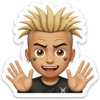 punk emoji, hardcore rock face emoji with hands sticker