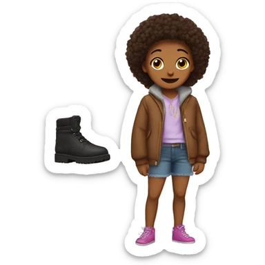 teen wearing a purse and big animal slippers sticker