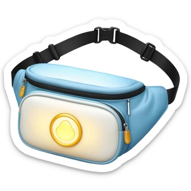 Opened bum bag, showing a bright glowing light sticker