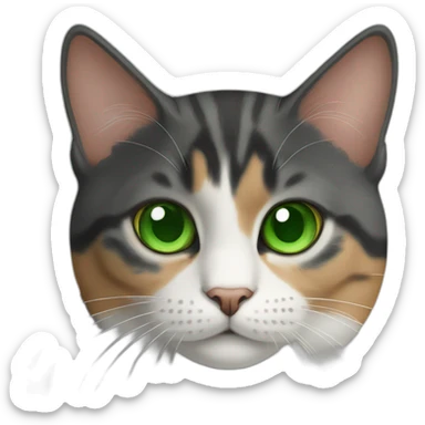 tricolor cat with green eyes sticker