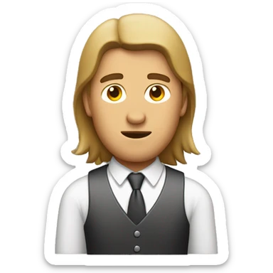 Tan man with mullet staring at the clock sticker