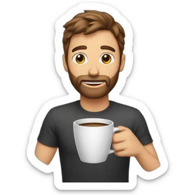 a guy drinking coffee sticker
