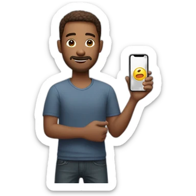 man with short brown cut holds iphone x in his hands sticker