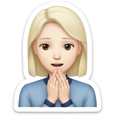 Shaking head with hands around throat  sticker