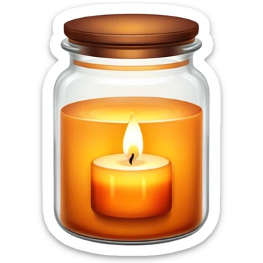 aesthetic scented candle with flame in a decorative glass jar sticker