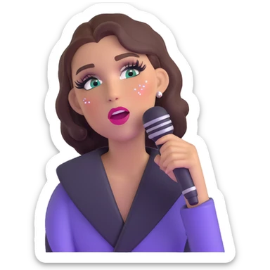 Chappell Roan singing into a microphone with glittery eyeshadow sticker