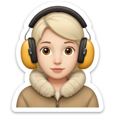 me wearing beige ear muffs sticker