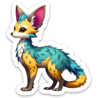 Feral Rare Fantasy colorful Vernid-Trico-species by LiLaiRa, random markings, tufted tail, tufted ears, full body sticker