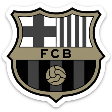 barcelona black and white logo with messi in colour and jersey sticker