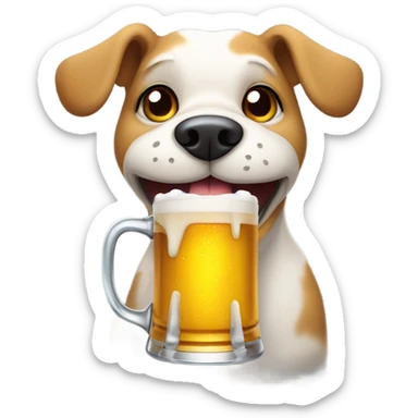 Dog drinking beer sticker