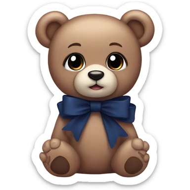 cute navy teddy bear with bows sticker