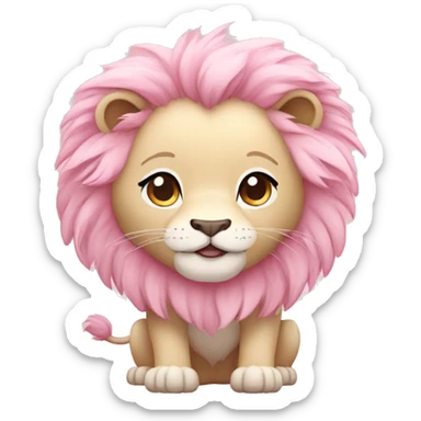 Pastel Pink Chibi Cartoon Lion sticker