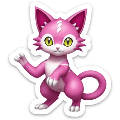 Liepard-Skitty-Delcatty-Pokémon-Fakémon-hybrid-creature (full body) sticker