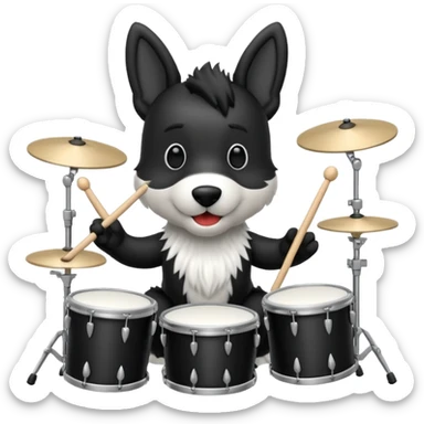 Scottie dog playing the drums  sticker