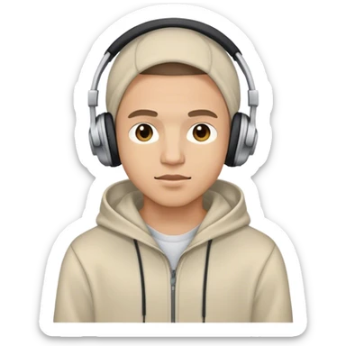 Guy wearing a hoodie and headphones ￼ sticker
