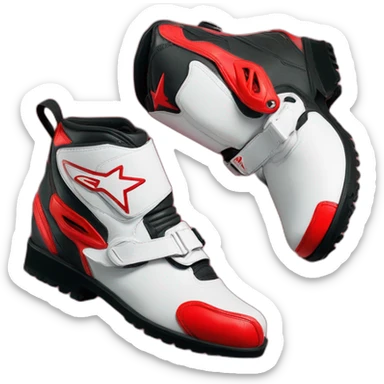 A pair of red alpinestar motocross boots  sticker