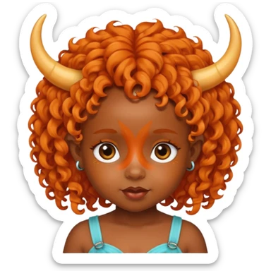 black baby girl with horns and orange hair sticker