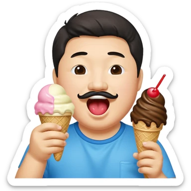bobby Lee the comedian eating ice cream joyfully sticker