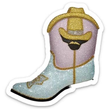 Diamond bedazzled glitter cowboy boots Betsy Johnson sticker