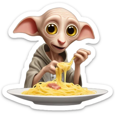 dobby eating carbonara sticker