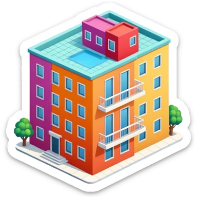 isometric apartment building sticker