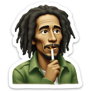 bob marley smoking joint sticker
