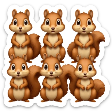 6 squirrels looking and amazed with awe sticker