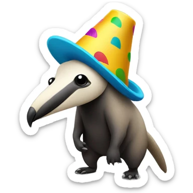 anteater with party hat sticker