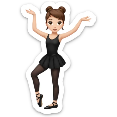 menina cabelos castanhos pele branca com coque vestida de roupas de jazz e sapatilhas pretas sticker
