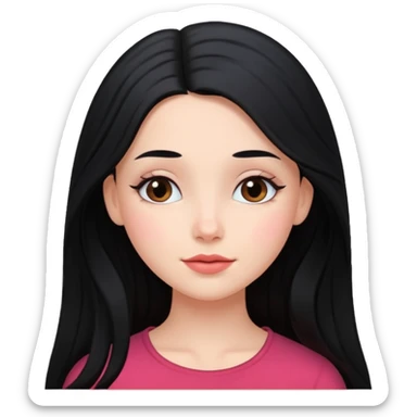 black-haired long hair white young girl looking in love sticker