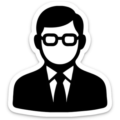 Indian finance bro with glasses, suit and tie, solid filled icon sticker