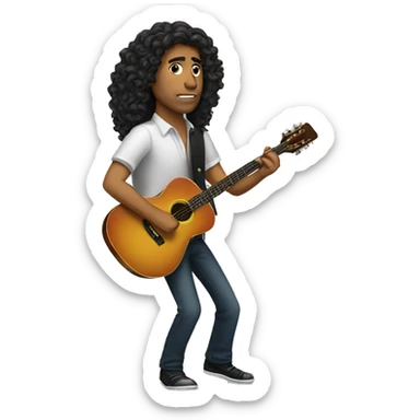 hispanic man with long curly hair playing guitar sticker