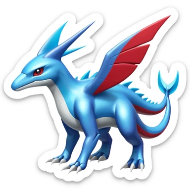 Iridescent shiny cyan red Palkia-Dialga-Latios-Latias-Salamence-Cresselia-fusion  sticker