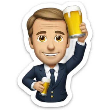 Macron qui boit une bière  sticker