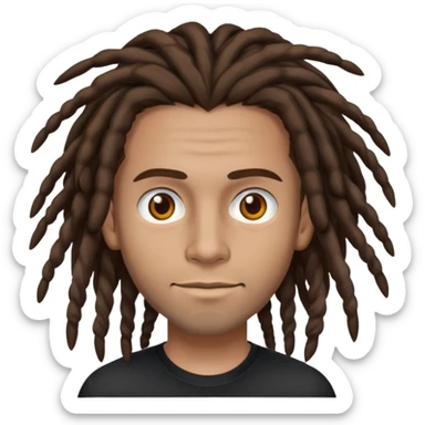 columbian tech man with brown hair, dreadlocks, brown eyes. No forehead wrinkles & black shirt. sticker
