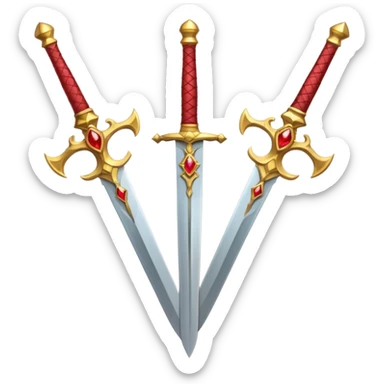 Two Golden royal swords with red gems with golden blades sticker