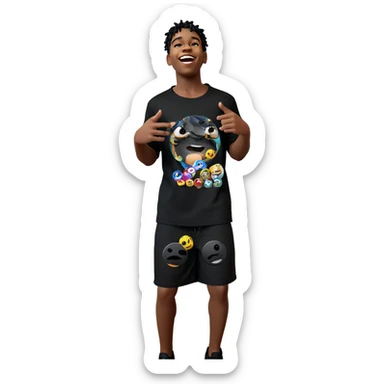 smiling boy in black outfit sticker